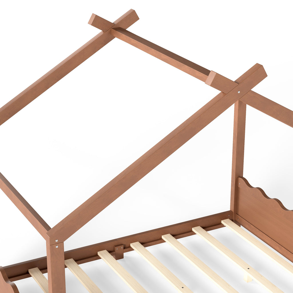 Full House Floor Bed with Support Slats - Deep Natural