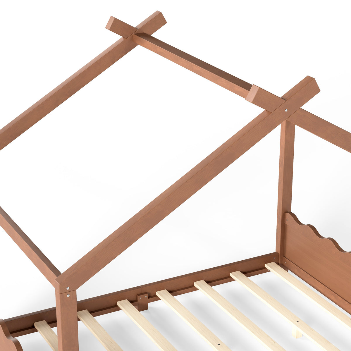 Full House Floor Bed with Support Slats - Deep Natural