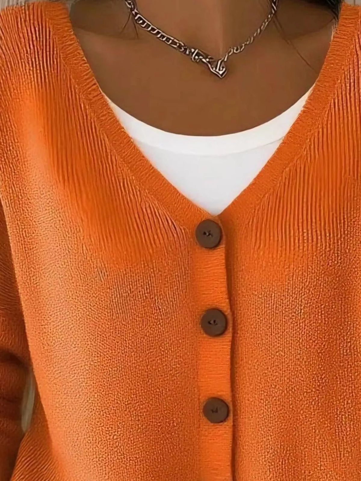 Full Size V-Neck Button-Down Knit Cardigan Plus Size