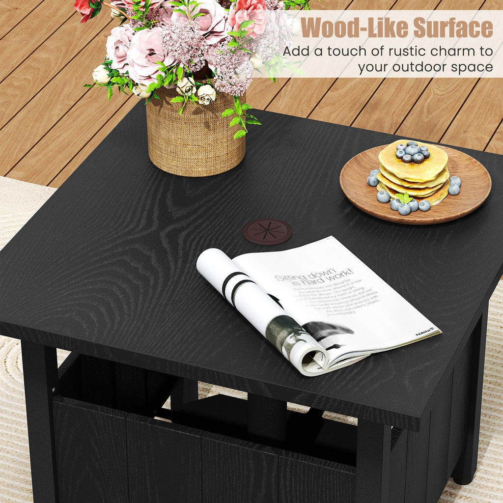 Outdoor Side Table with 1.89" Umbrella Hole Patio Umbrella Table Base Stand-Black