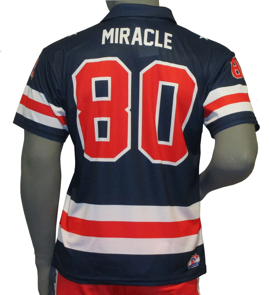 USA Hockey Officially Licensed "Miracle on Ice 1980 Team" Jersey Navy Polo Shirt