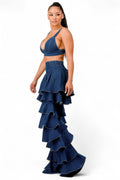 Curvy Denim Ruffle Two-Piece Set {Tall Girl Friendly}