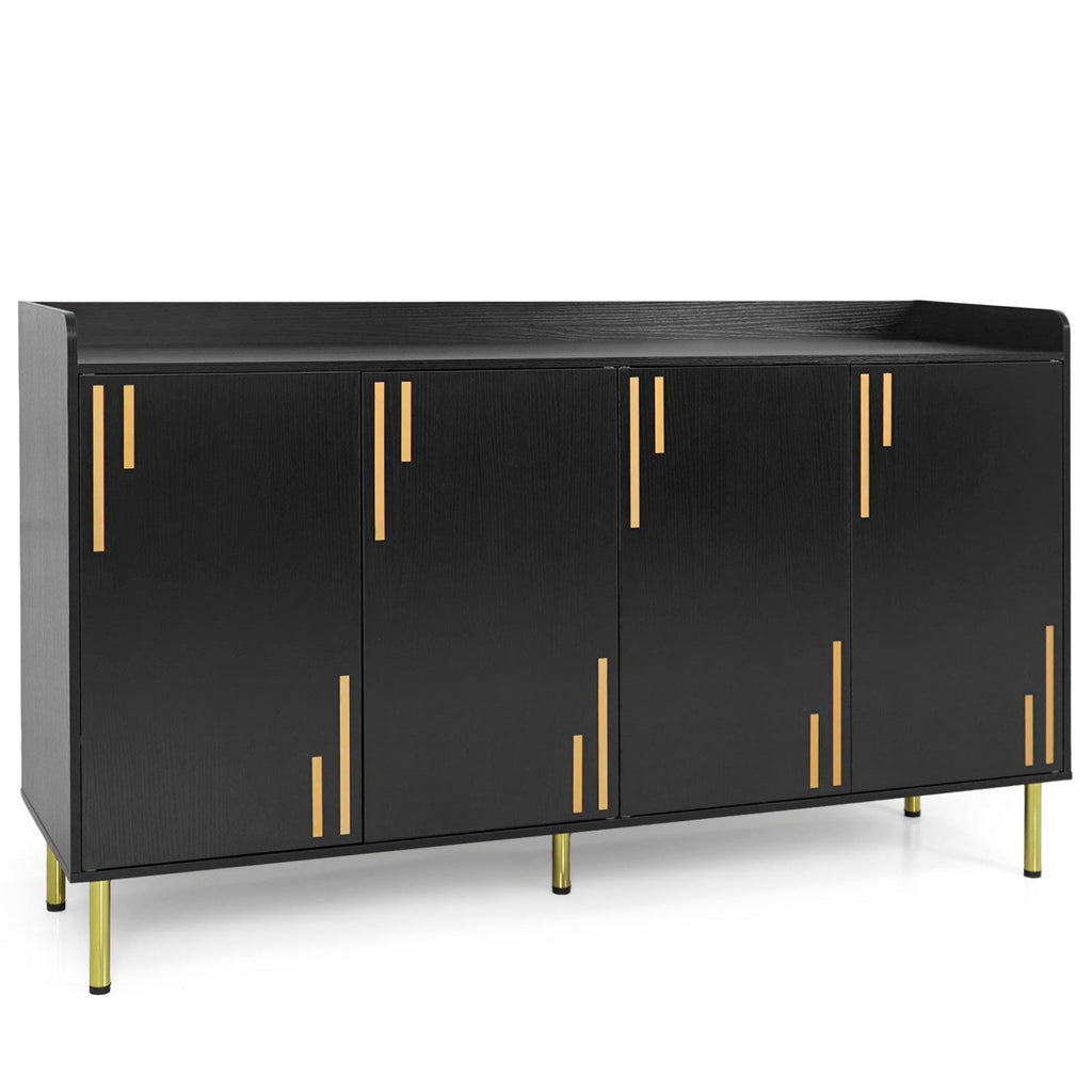 55" Buffet Cabinet with 4 Doors and Metal Legs
