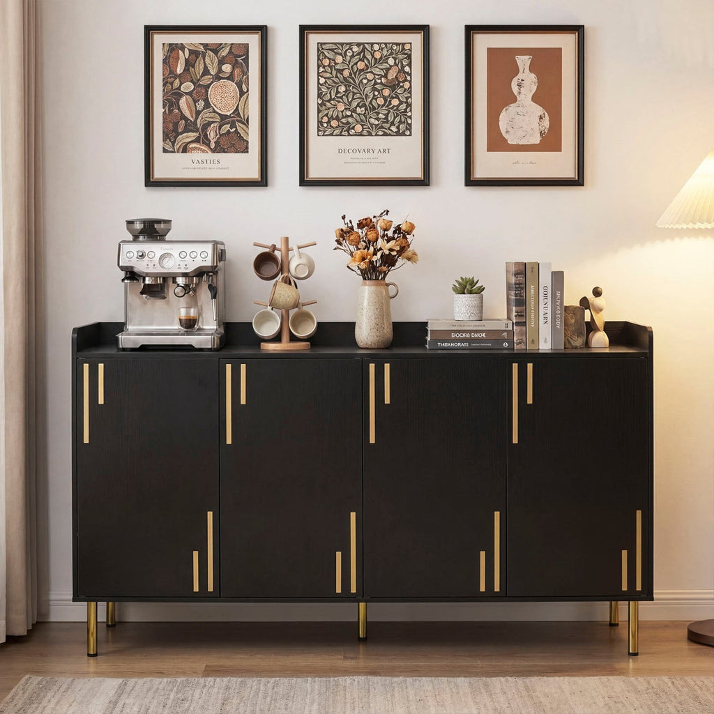 55" Buffet Cabinet with 4 Doors and Metal Legs