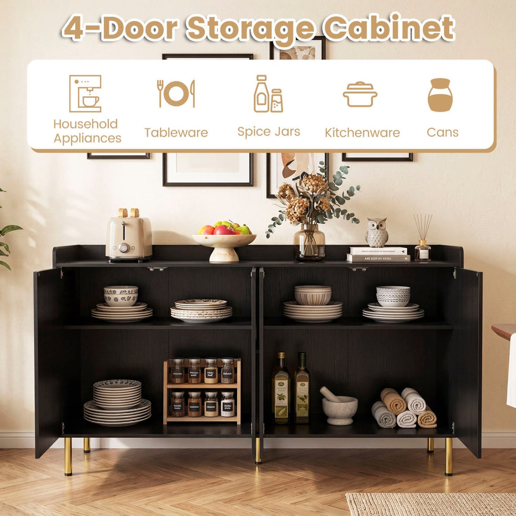 55" Buffet Cabinet with 4 Doors and Metal Legs