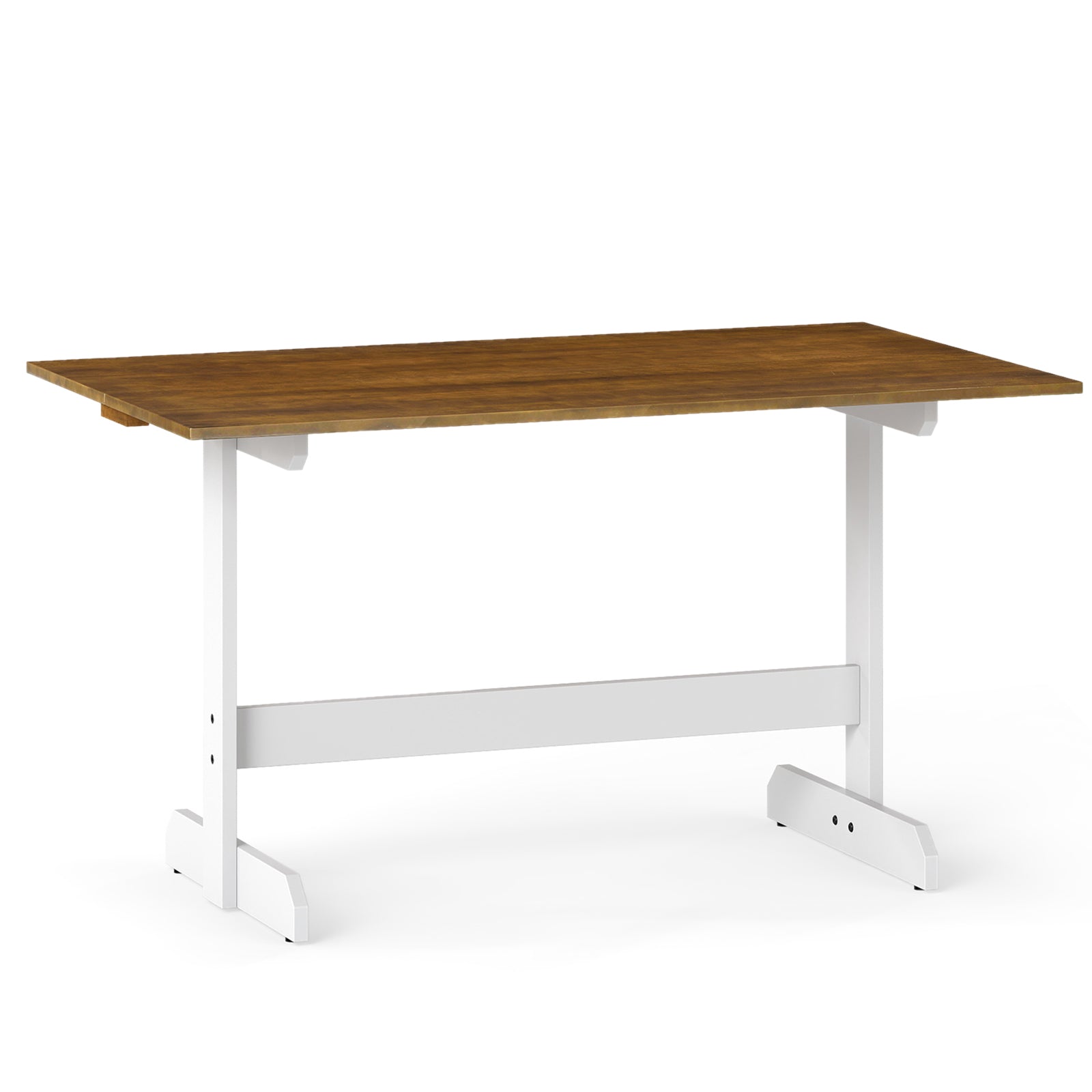 55 Inch Dining Table for 4-6 People Rectangular Kitchen Table with Solid Wood Trestle Base-Walnut