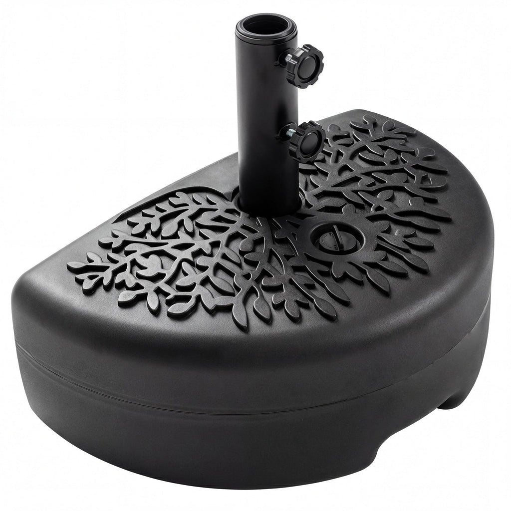 55 LBS Half Round Patio Umbrella Base for Deck Lawn Poolside-Black