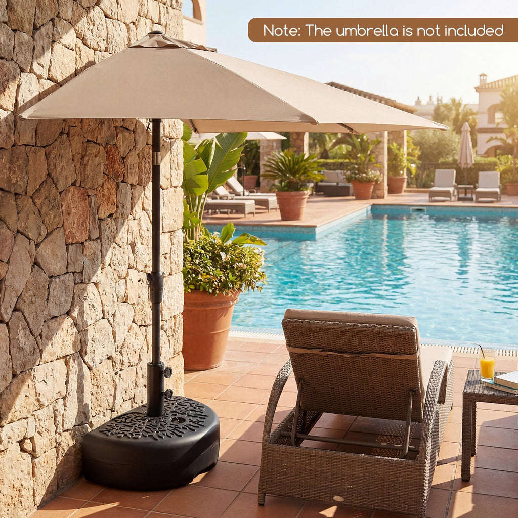 55 LBS Half Round Patio Umbrella Base for Deck Lawn Poolside-Black