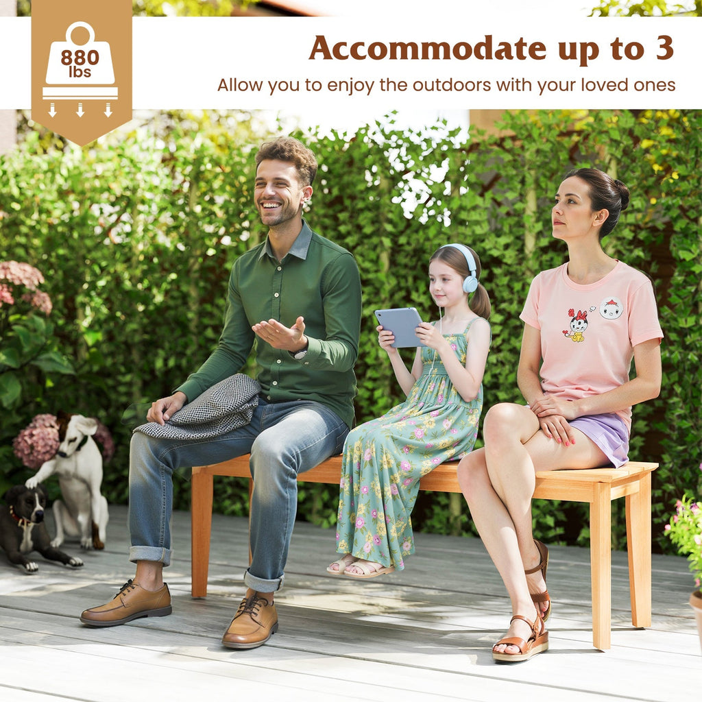 55 Inches Outdoor Teak Wood Bench with 880 LBS Weight Capacity