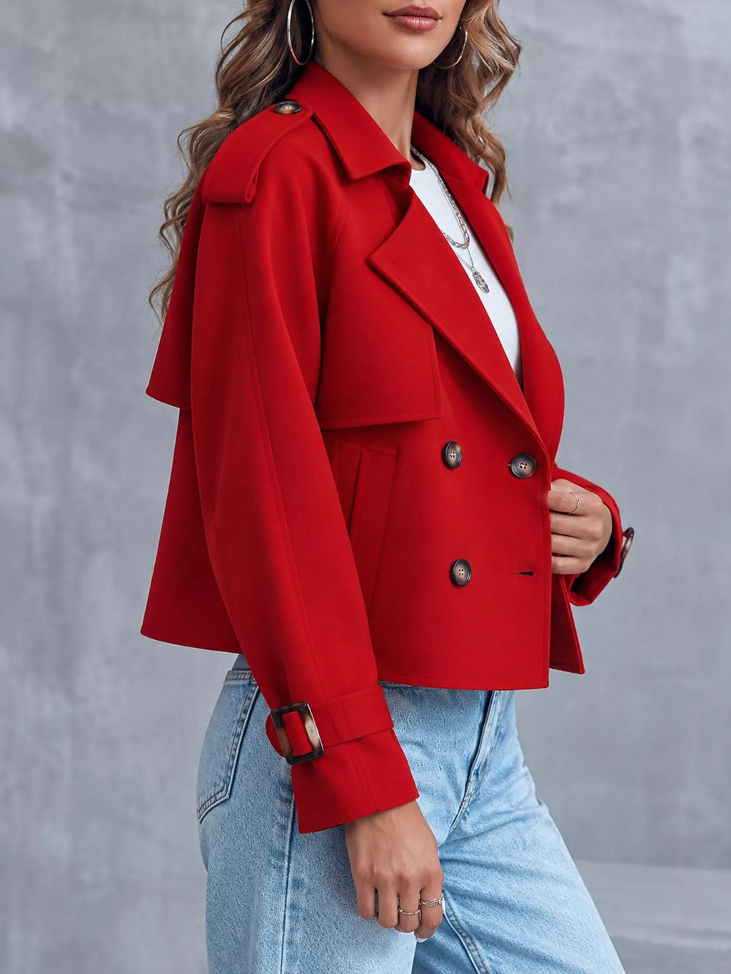 Double-Breasted Cropped Trench Outerwear