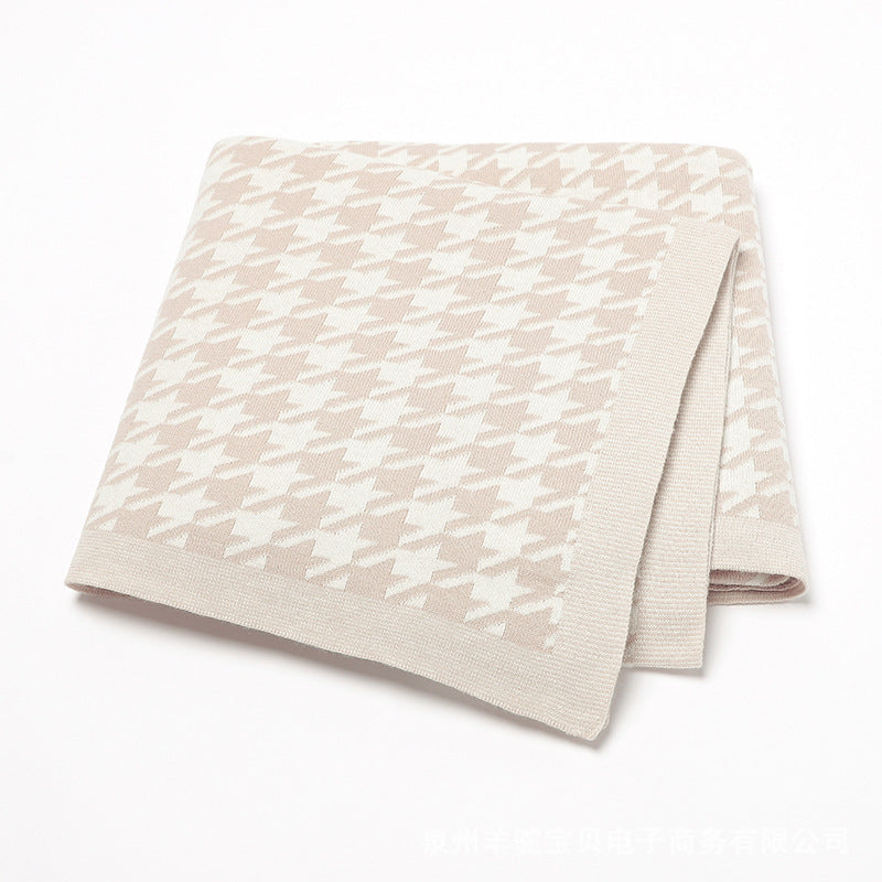 Houndstooth Jacquard Baby Swaddle Knitted Blanket
