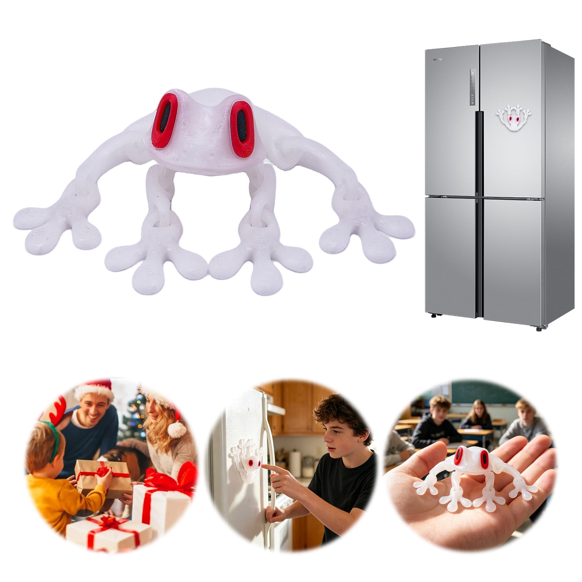 Large 3D Printed Frog Fridge Magnet, Articulated Tree Frog Magnetic Refrigerator Decoration, Cute Animal Magnet For Kitchen Locker Office Decor