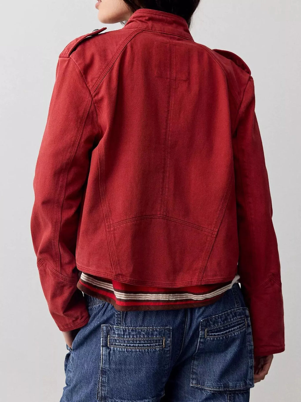 Decorative Button Cropped Jacket