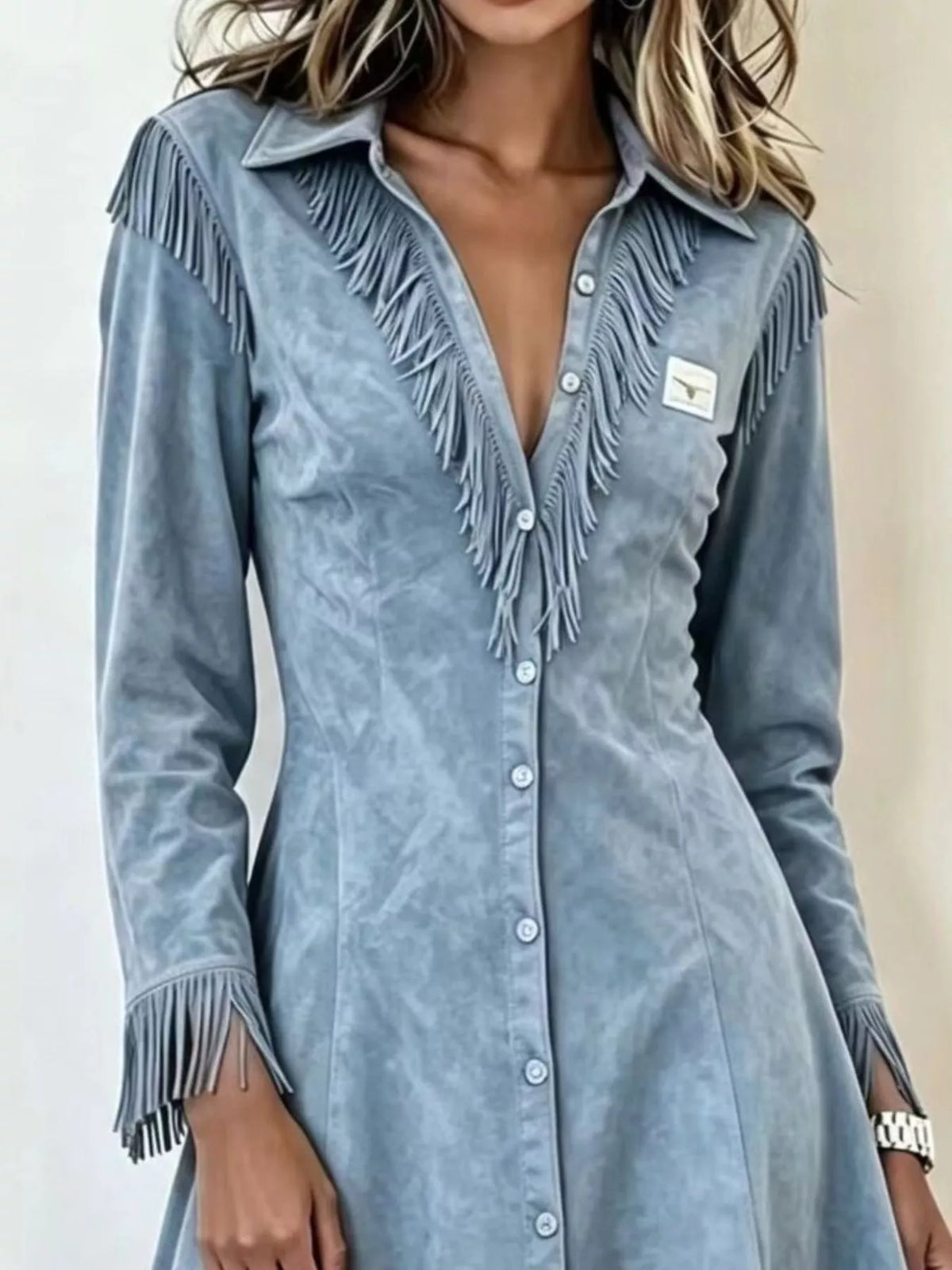 Full Size Fringed Button-Down Outerwear Plus Size