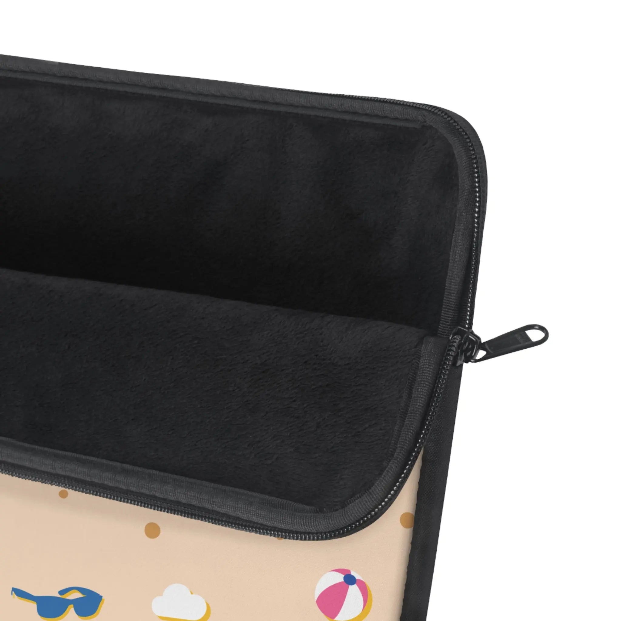 Beach Pattern Laptop Sleeve — Sunglasses, Beach Balls & Clouds Design