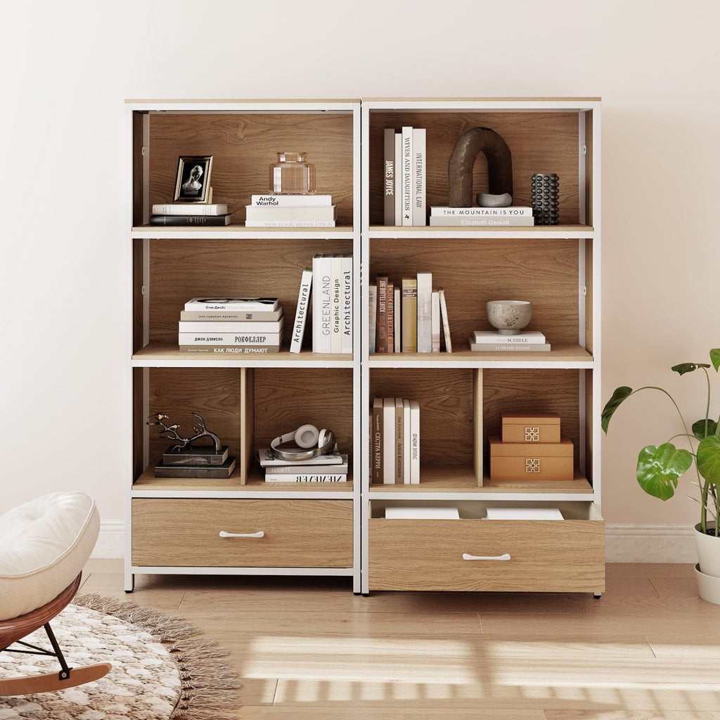 56" Tall Freestanding Bookcase with Drawer 5 Tier