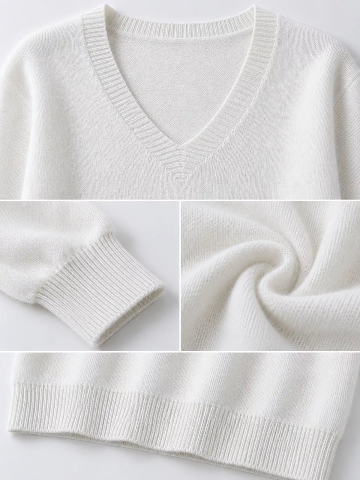 V-Neck Solid Color Sweater