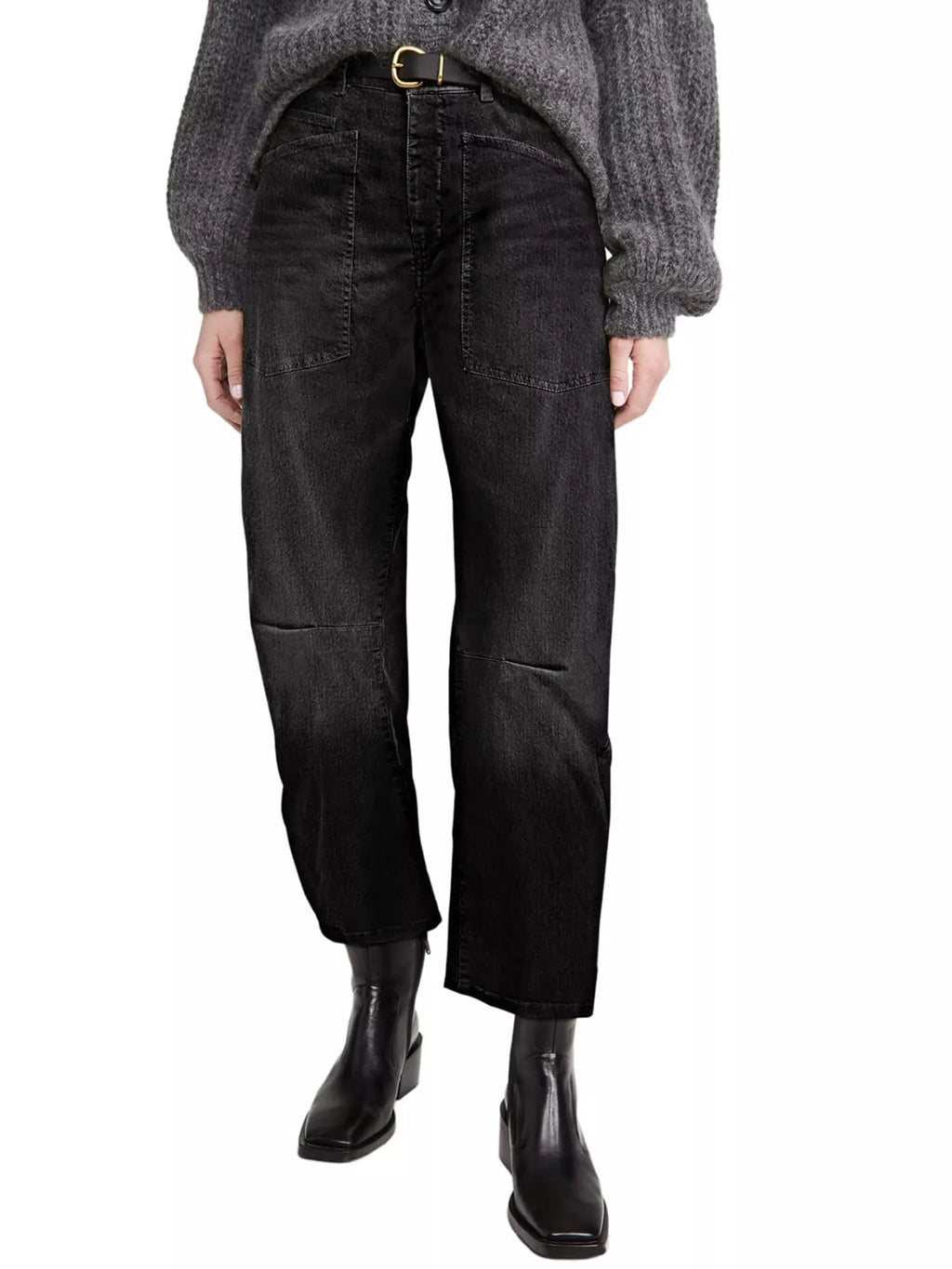 Wide-Leg Jeans with Patch Pockets