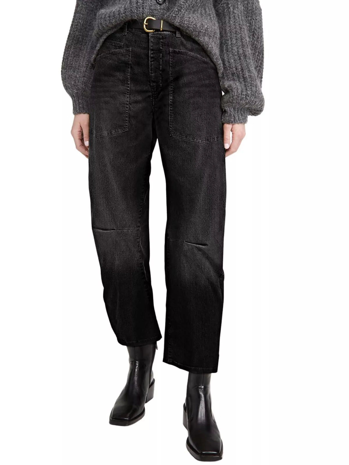 Wide-Leg Jeans with Patch Pockets