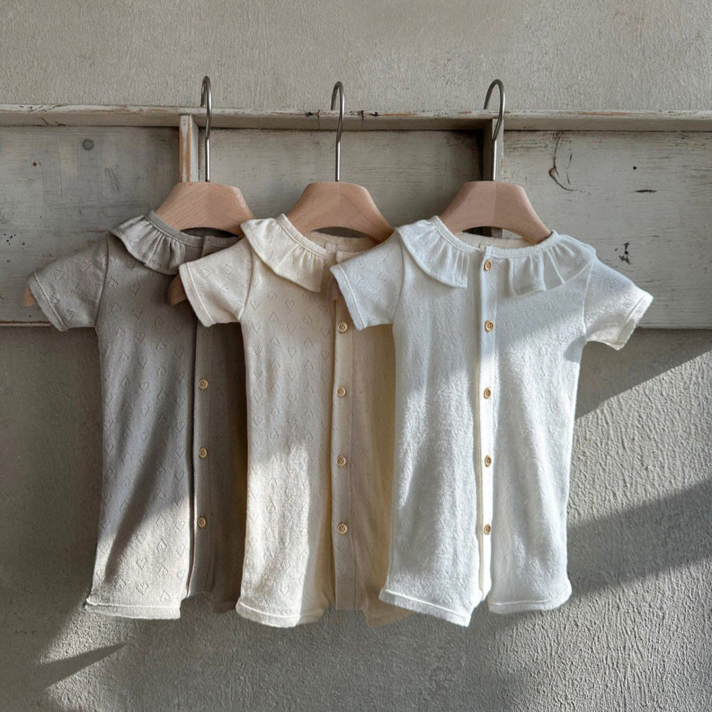 Lotus-leaf Collar Romper For Little Girls And Baby Girls