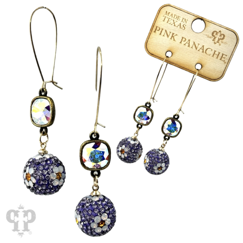 Crystal mesh floral pattern dangle earring with crystals from Swarovski®- LC