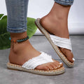 Toe Post Raw Hem Flat Sandals with Jute Trim