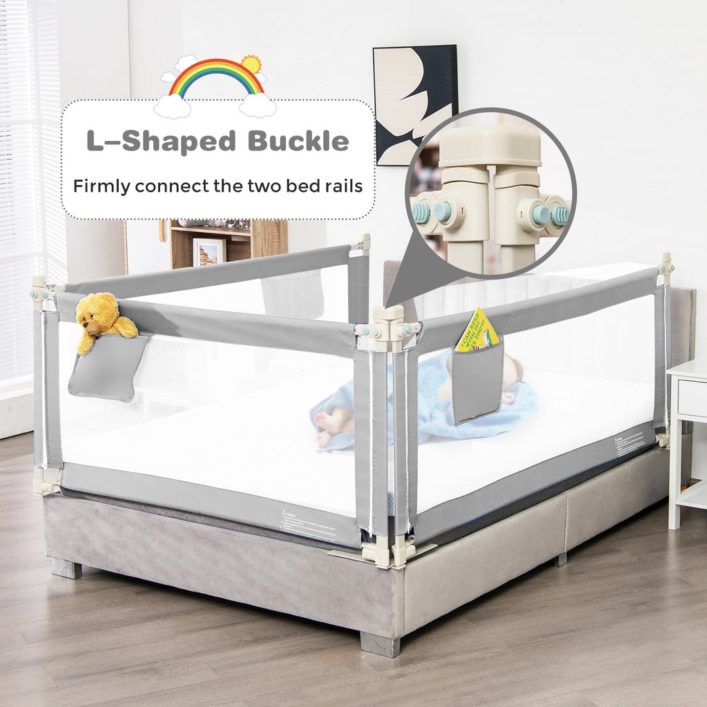 57 Inch Toddlers Vertical Lifting Baby Bed Rail Guard with Lock