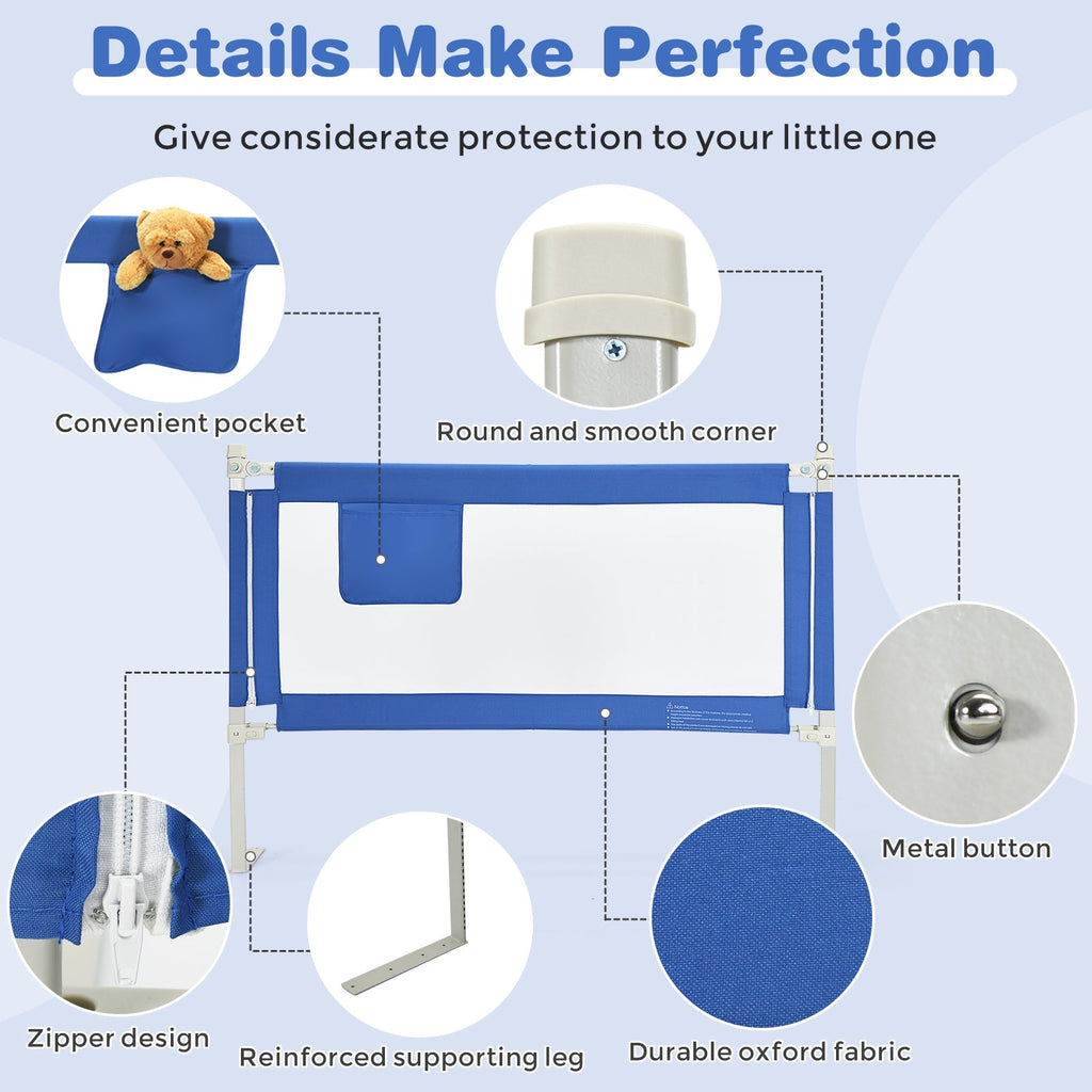 57 Inch Toddlers Vertical Lifting Baby Bed Rail Guard with Lock
