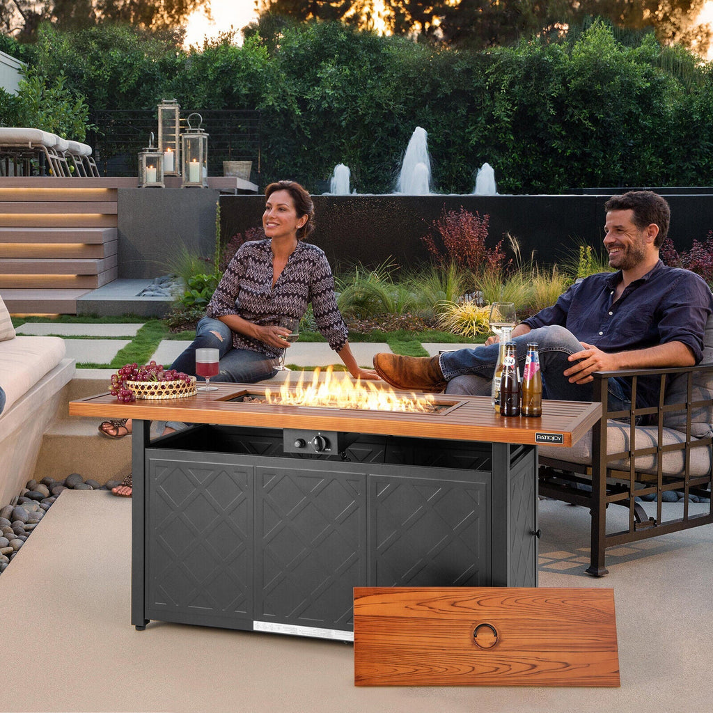 57 Inch 50 000 BTU Rectangular Propane Outdoor Fire Pit Table