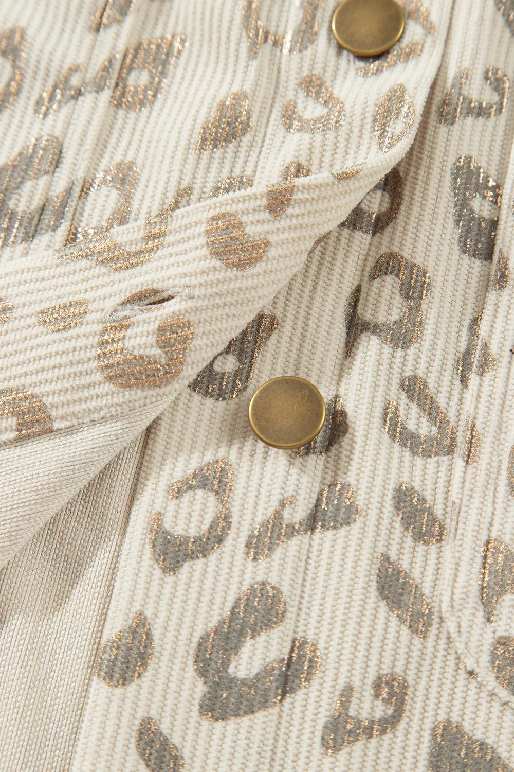 Leopard Print Corduroy Shirt Collar Long Sleeve Regular Fit Jacket