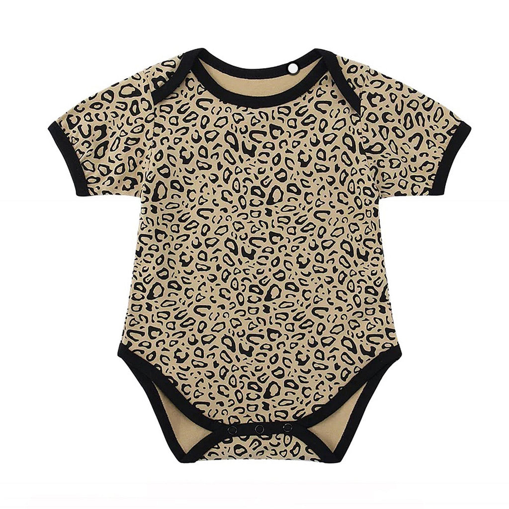 Leopard-Print Fashionable Short-Sleeve Jumpsuit