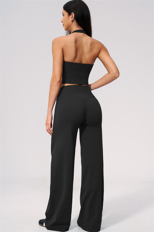 The Twirl Wide Strap Halter Crop Top