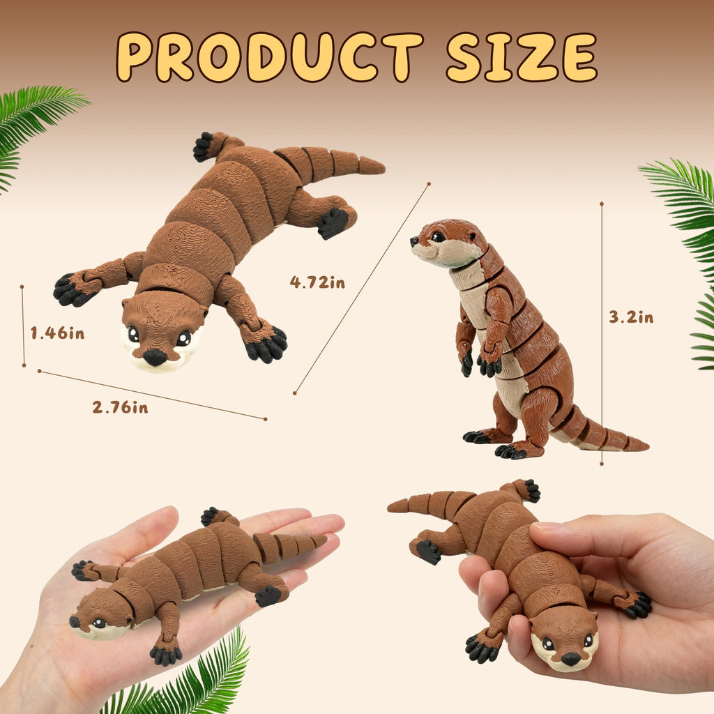 3D Printed Articulated Otter, Flexible Movable River Otter Figure With Jointed Body Legs And Tail, Cute Animal Desk Ornament & Collectible