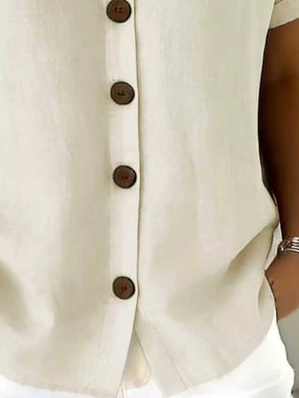 Full Size Button-Down Short Sleeve Shirt Plus Size
