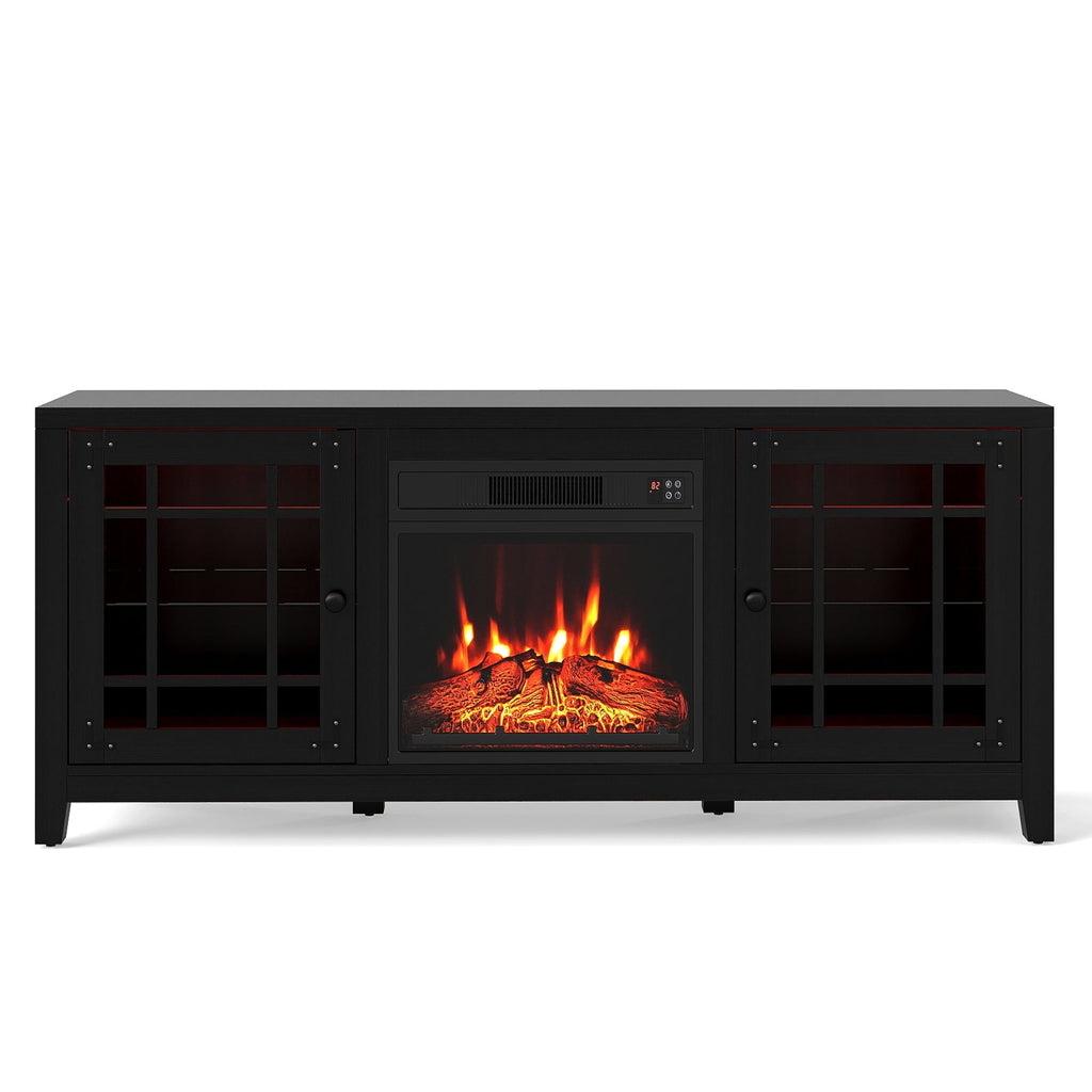 58" Fireplace TV Stand with LED Lights and 18" Electric Fireplace