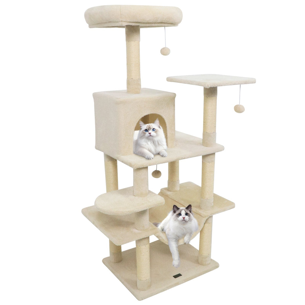 58" Multi-Level Cat Tree Soft Plush Cat Tower with Padded Top Perch
