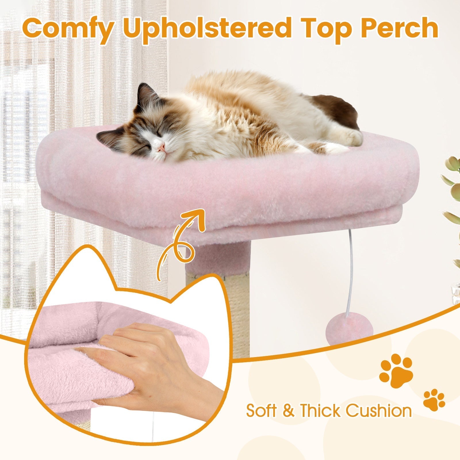 58" Multi-Level Cat Tree Soft Plush Cat Tower with Padded Top Perch