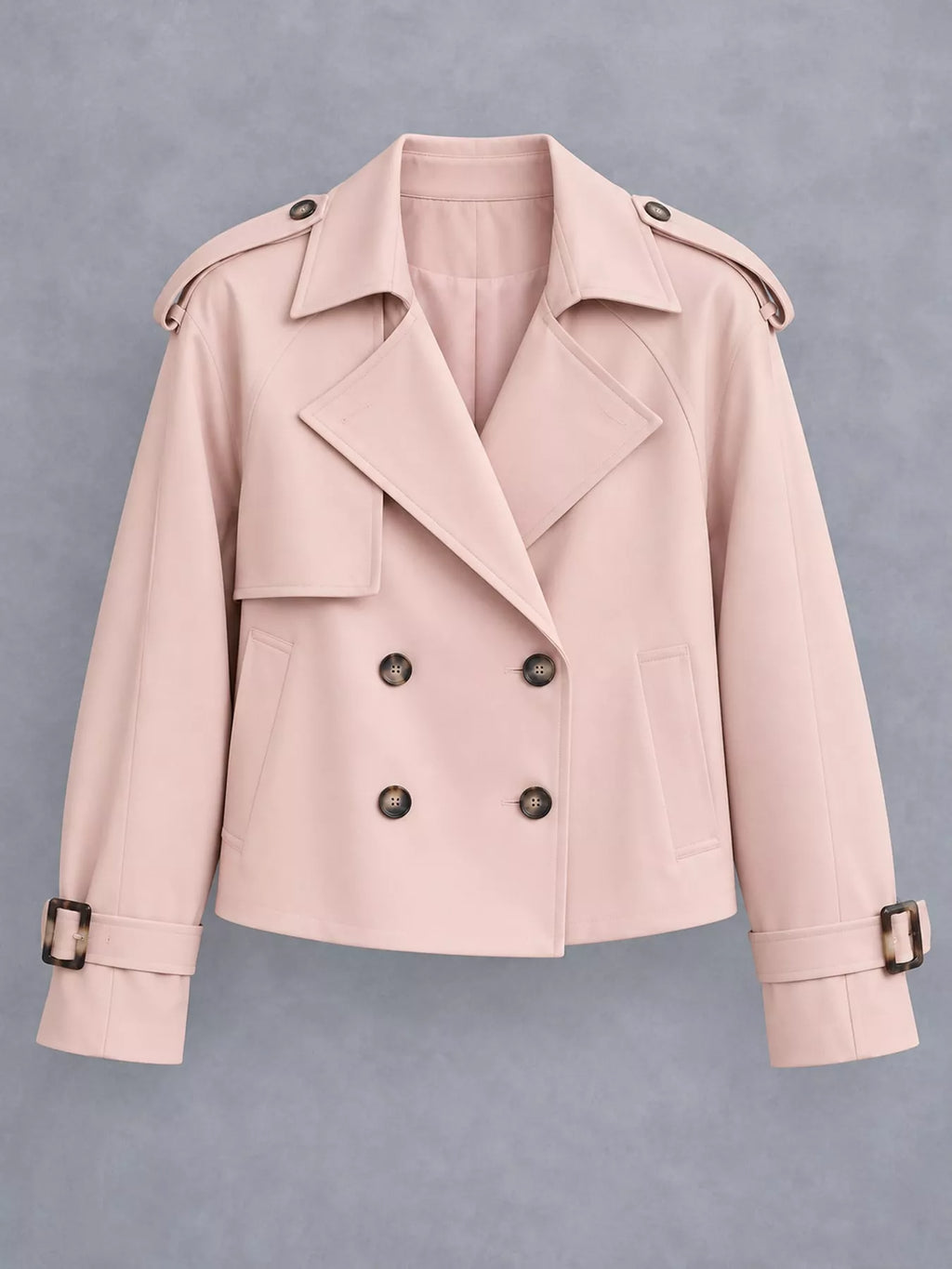 Double-Breasted Cropped Trench Outerwear