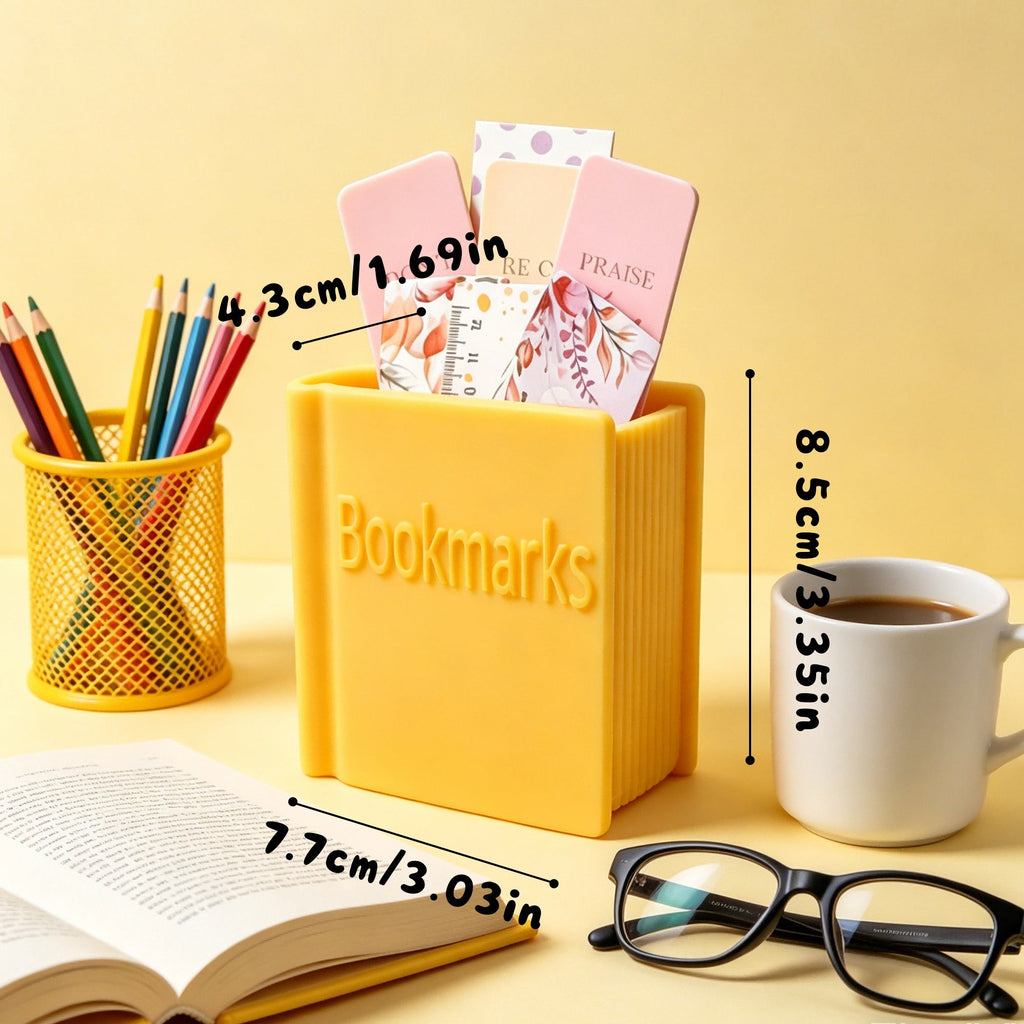 3D Printed Book-Shaped Bookmark Holder, Desktop Bookmark Organizer With Large Capacity, Decorative Book Style Storage Stand For Desk, Office, Reading Room & Bookshelf