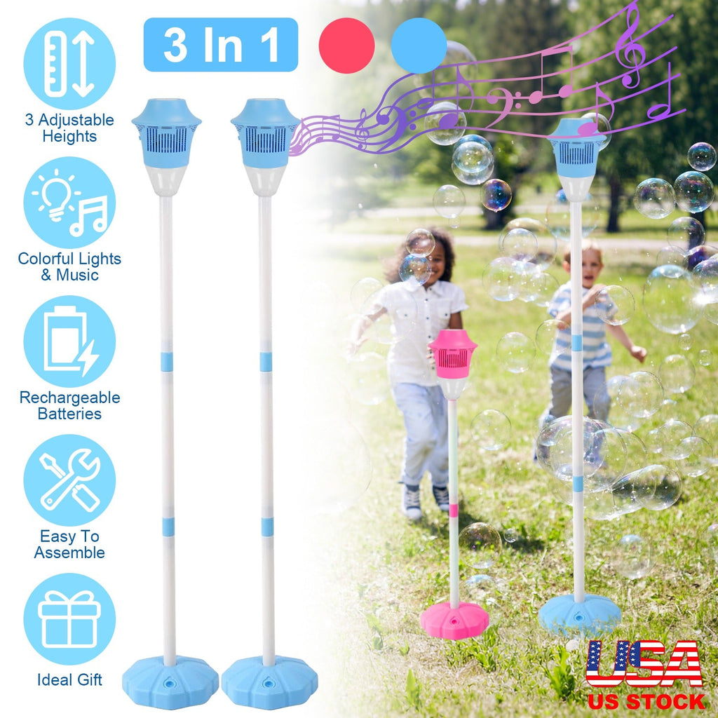 3-in-1 Standing Bubble Machine with Lights and Music