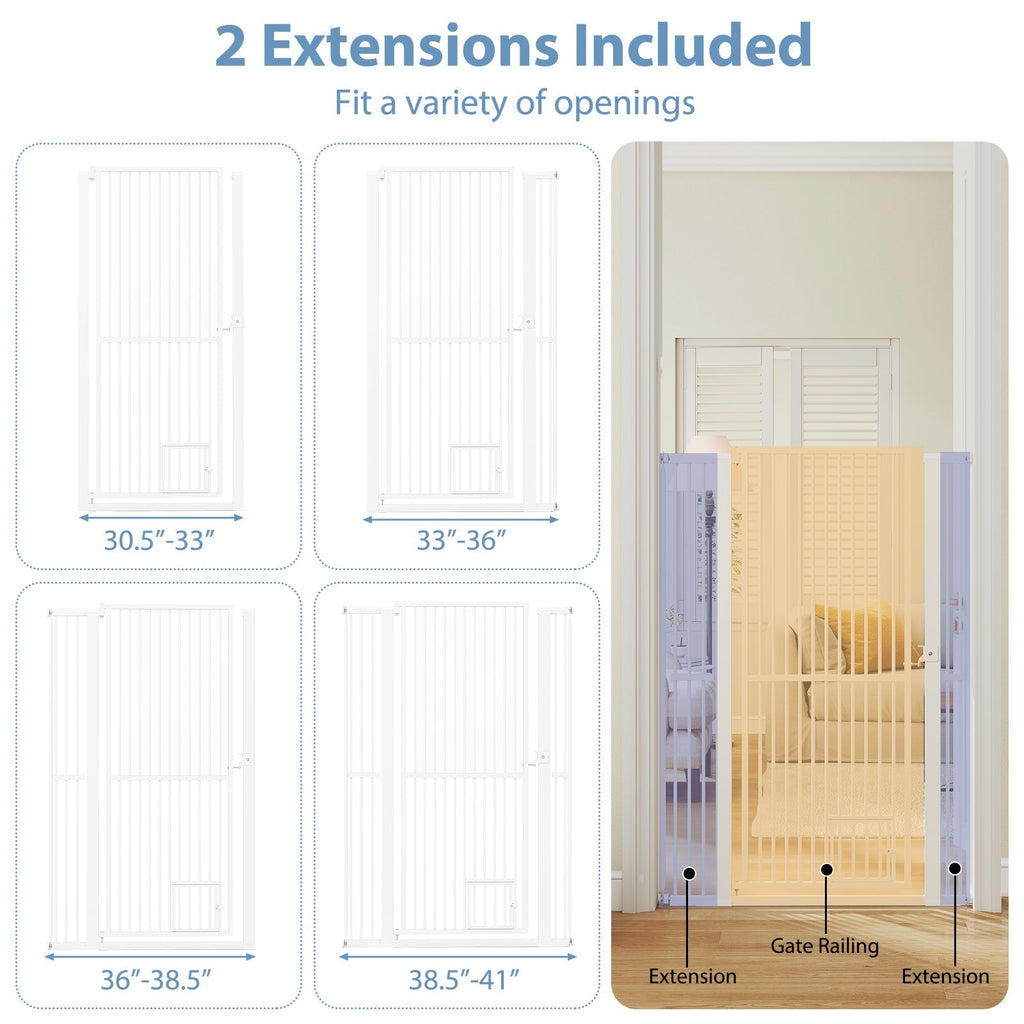 59‚Äù Extra Tall Pet Gate Heavy-Duty Metal Cat Gate with Wide Opening-White