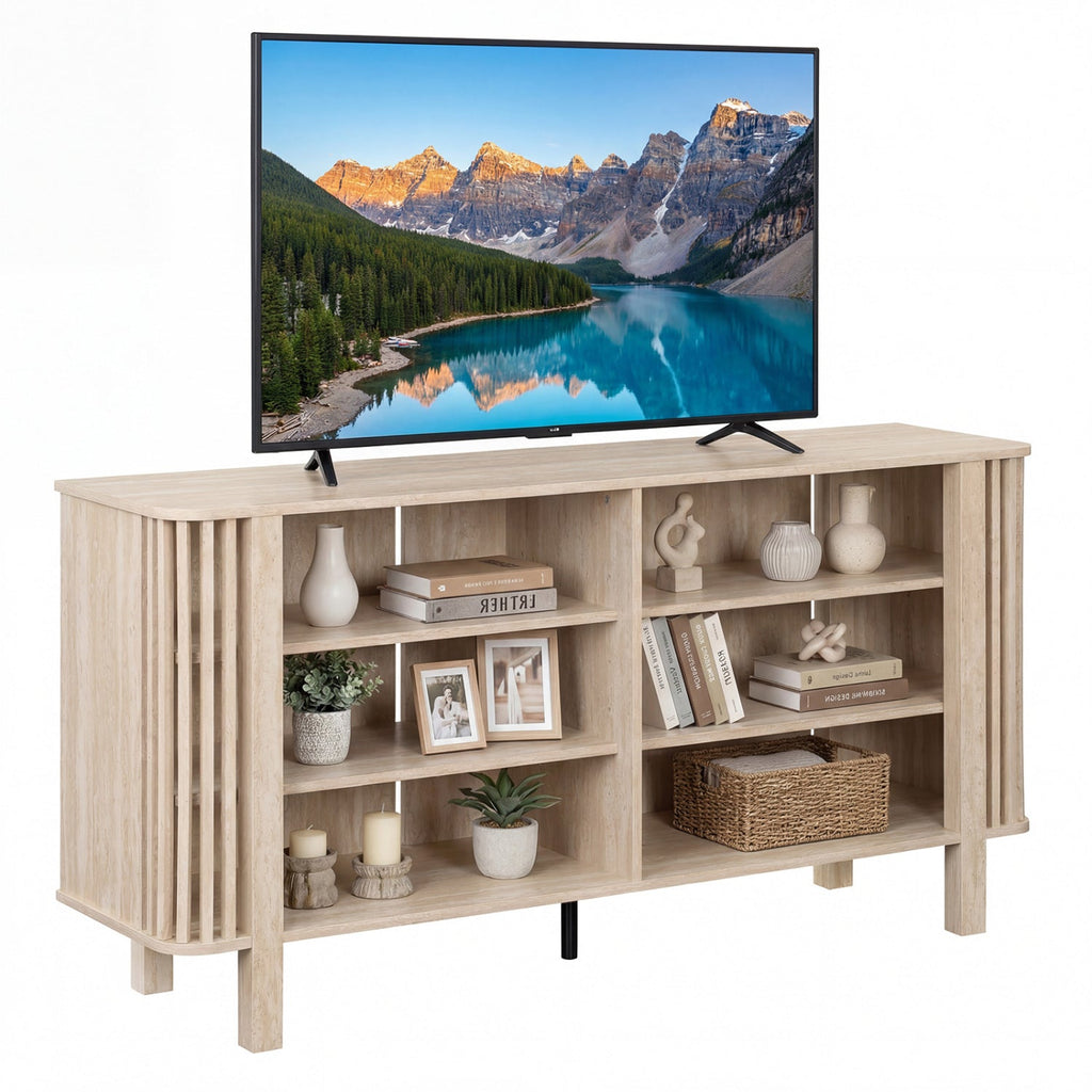 59 Inch TV Stand for TVs Up to 55 Inches with Adjustable Shelves