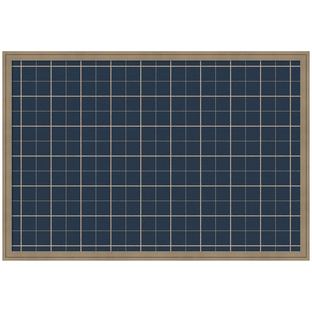 Framed Fabric Pinboard Navy Blue Plaid Wall Organization