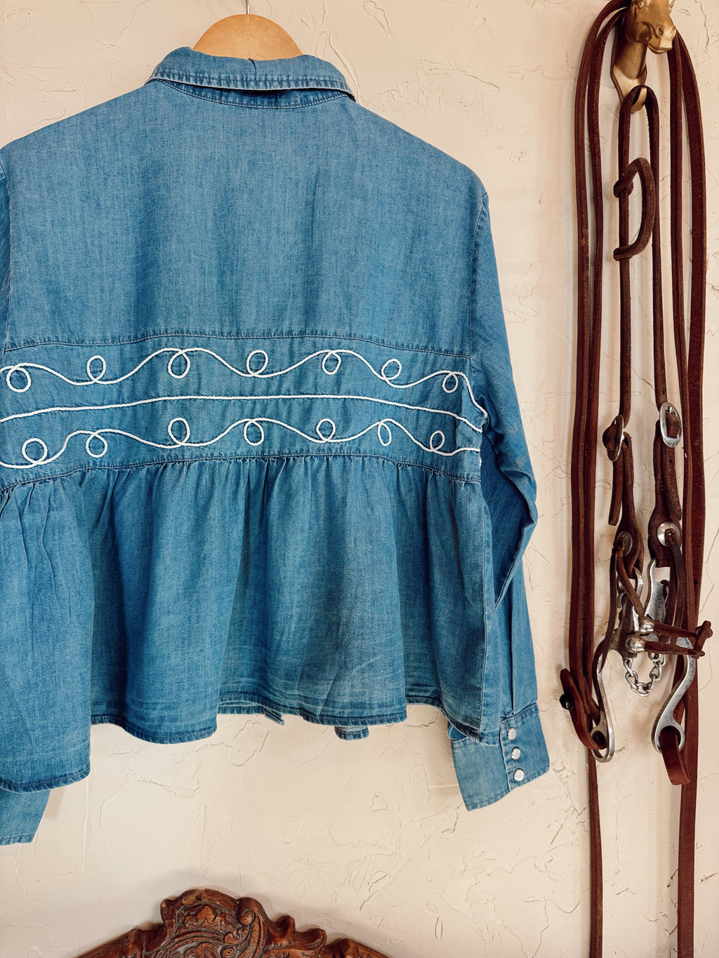 The Loopty Lou Long Sleeve Denim Top-L/XL