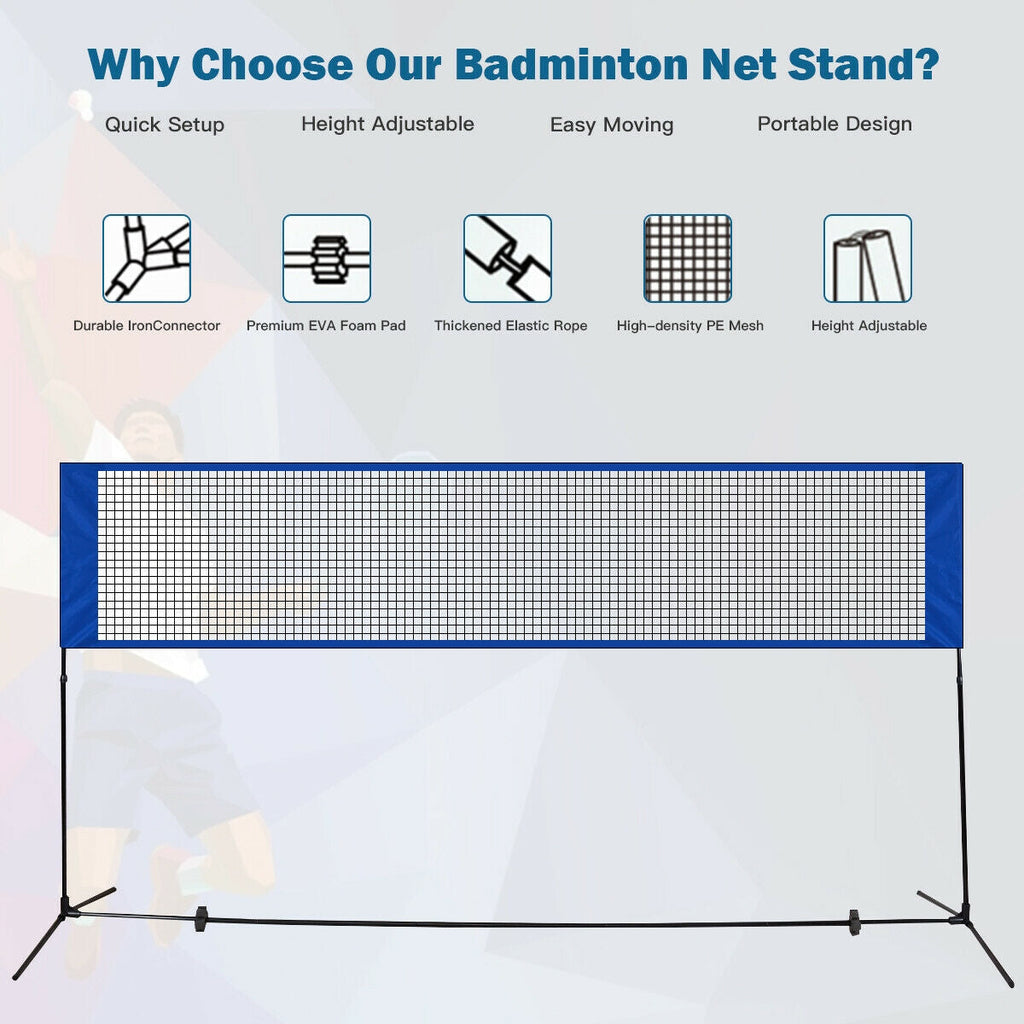 Portable 10 x 5 Feet Beach Badminton Training Net with Carrying Bag