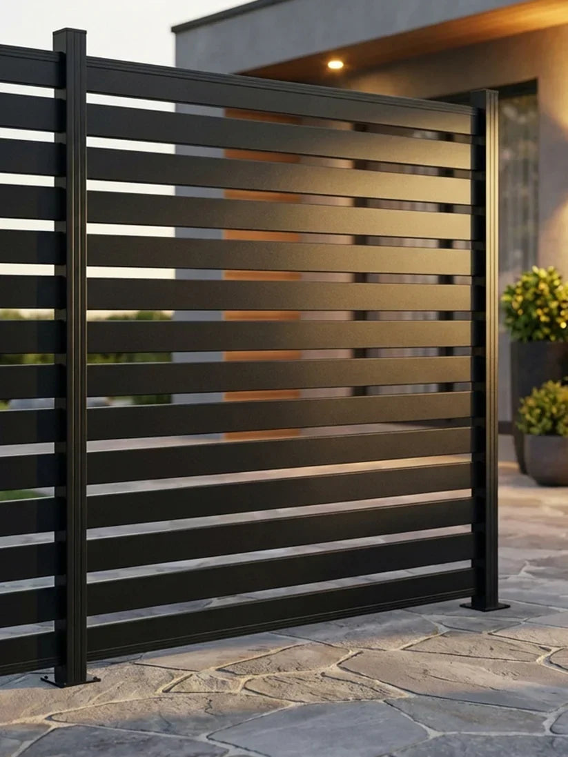 Black Aluminum Semi Privacy Fence - 6ft x 6ft