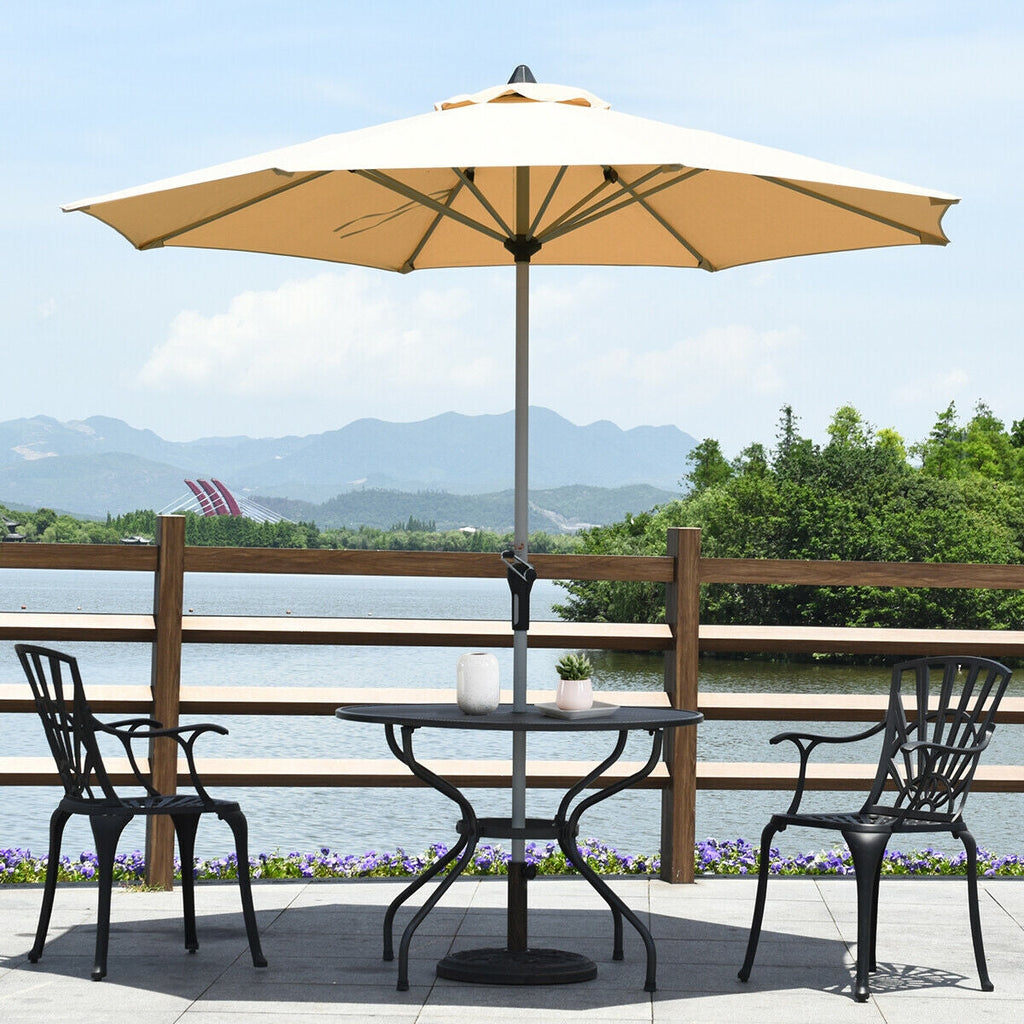 9 Feet Patio Outdoor Market Umbrella with Aluminum Pole without Weight Base