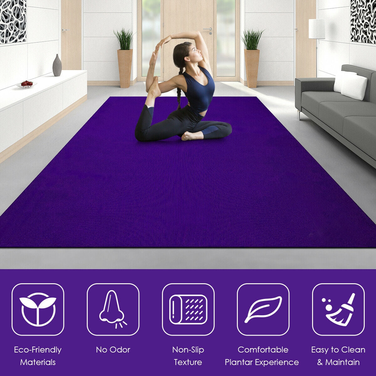 Large Yoga Mat 6' x 4' x 8 mm Thick Workout Mats