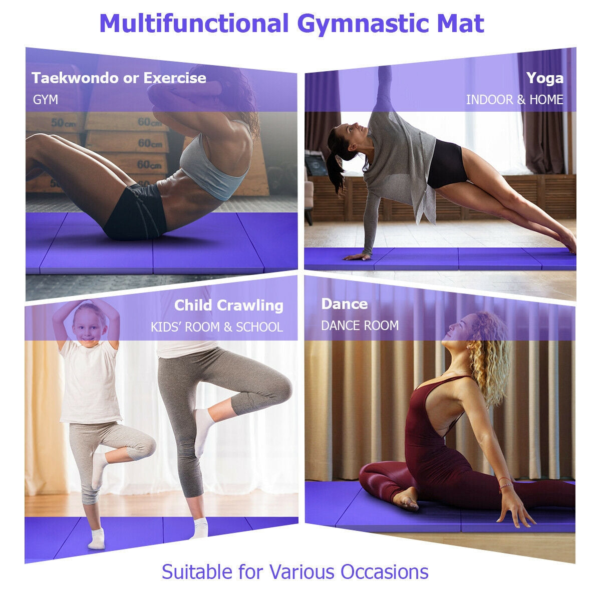 4 Feet x 10 Feet x 2 Inch Folding Gymnastics Tumbling Gym Mat