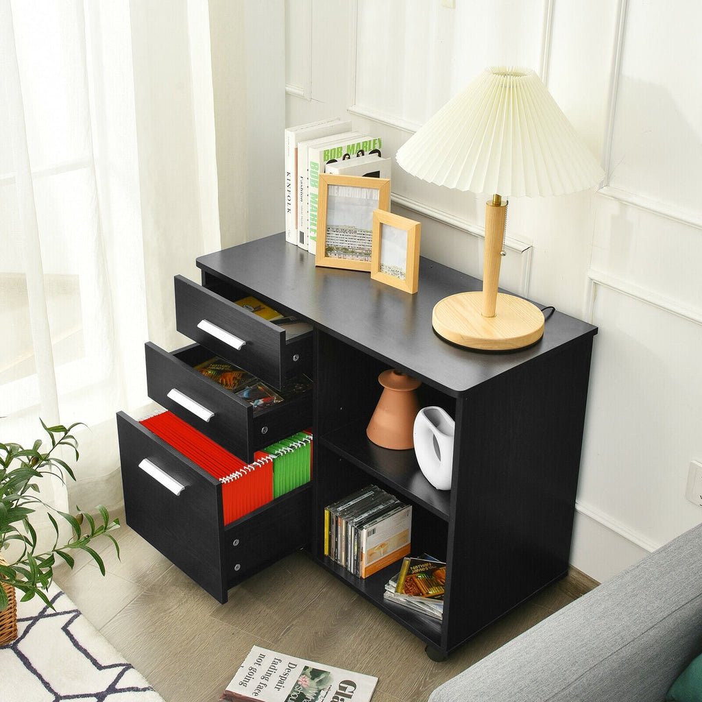 3-Drawer Mobile Lateral File Cabinet Printer Stand